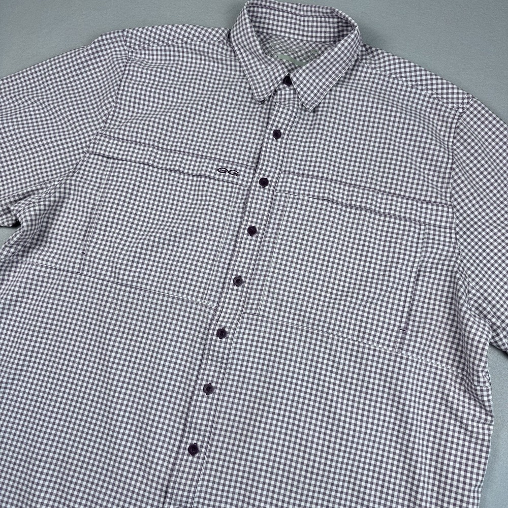 GameGuard Maroon Tekcheck Button Shirt 3X Pockets Vented Short Sleeve Fishing